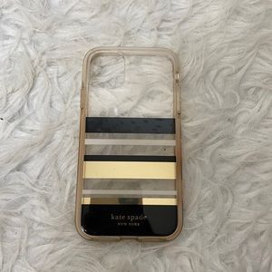 kate spade Black and Gold Striped Phone Case